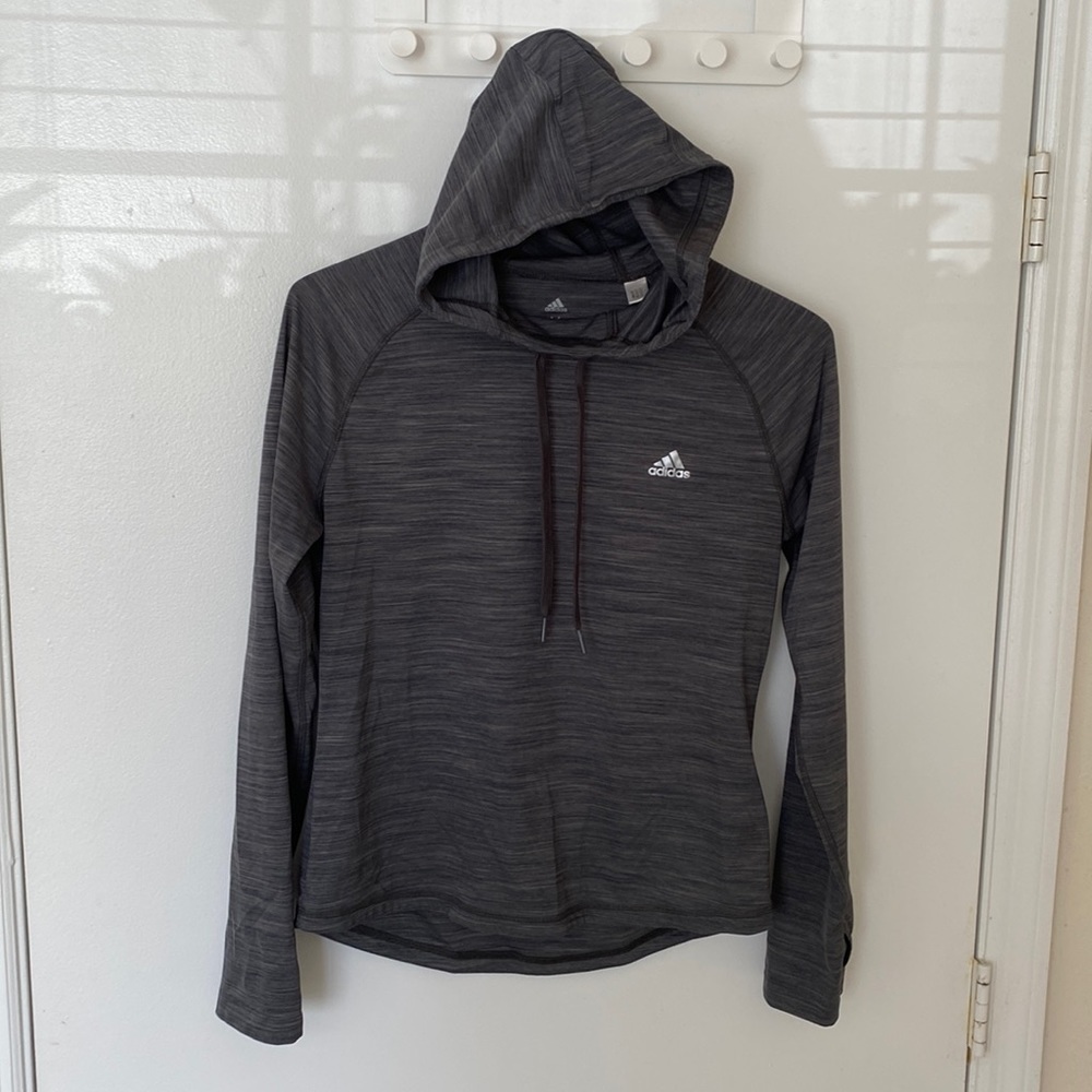 Women’s Adidas Grey Hoodie in an athletic heather grey